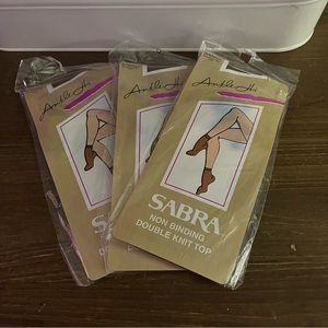 New Sabra Vintage Ankle High Stockings, Dark Neutral Color, 3 Pair In Packaging.